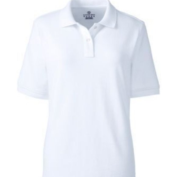NWT LANDS' END WOMEN'S SHORT SLEEVE‎ MESH POLO SHIRT WHITE PXS & SMALL - Picture 2 of 11